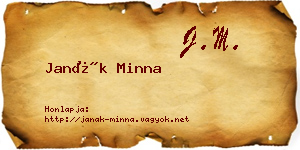 Janák Minna névjegykártya
